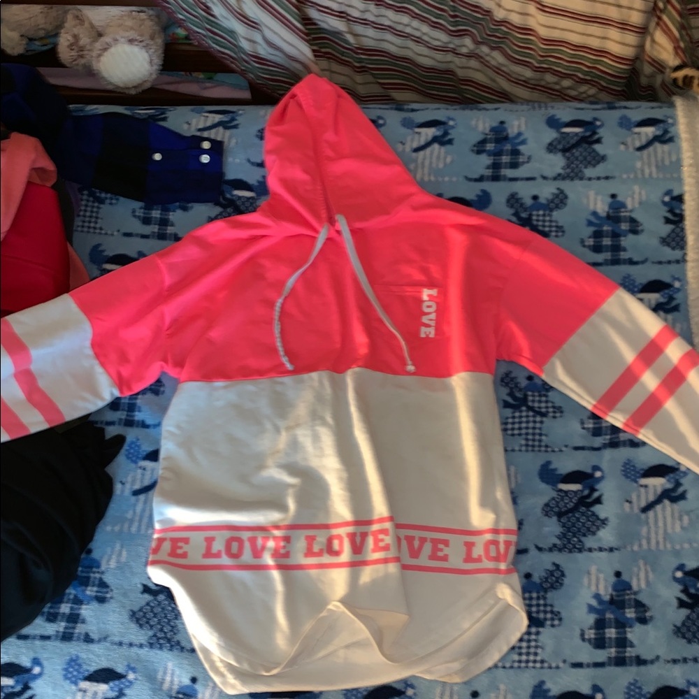long sleeve pink and white RUE 21 shirt
